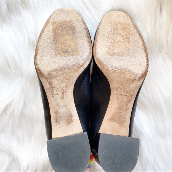 Chloe Lauren Black Scalloped Low Heel Pumps 35.5 - Picture 5 of 12